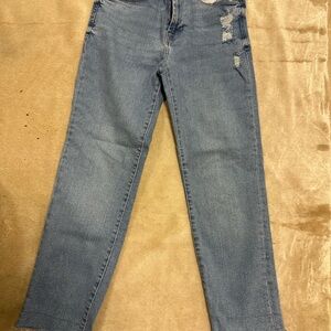 Kensie Distressed Blue Straight Leg Jeans